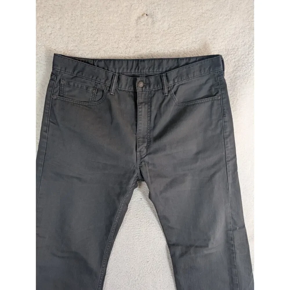 Levis 505 Jeans Mens 38x32 Black Regular Fit Straight Leg Dark Wash Denim Cotton
